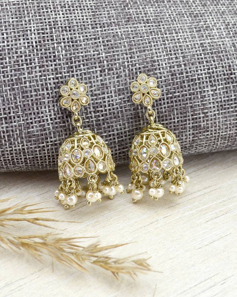 splendid circle and round shape kundan antique gold plated jhumki earring for women and girls