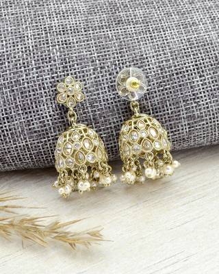 splendid circle and round shape kundan antique gold plated jhumki earring for women and girls 3