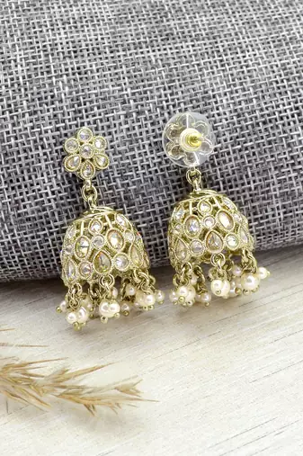 splendid circle and round shape kundan antique gold plated jhumki earring for women and girls