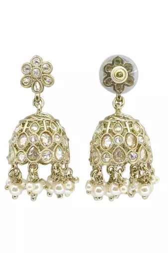 splendid circle and round shape kundan antique gold plated jhumki earring for women and girls