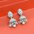 stylish leaf design pearl kundan brass silver plated jhumki earring for women and girls
