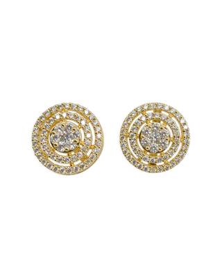 modern round shape cz studded brass gold plated stud earring for women and girls 2