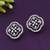 modish round shape cz studded brass silver plated stud earring for women and girls