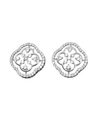 modish round shape cz studded brass silver plated stud earring for women and girls 2