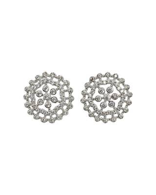 pretty round shape cz studded brass silver plated stud earring for women and girls 2