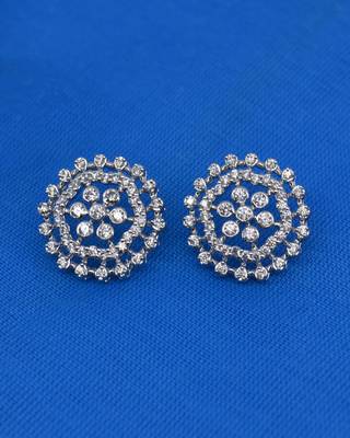 pretty round shape cz studded brass silver plated stud earring for women and girls 3