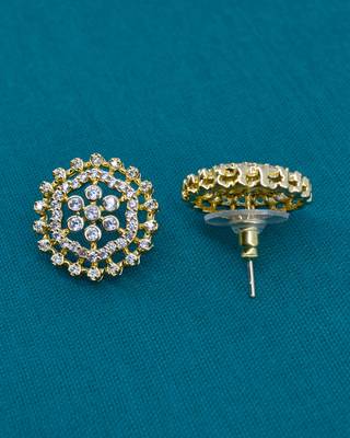 smooth round shape cz studded brass gold plated stud earring for women and girls 4