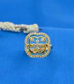 lavish round shape brass gold plated adjustable finger ring for women and girls