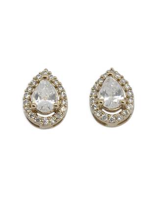 stylish oval shape cz studded brass antique gold plated stud earring for women and girls 2