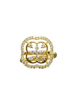 lavish round shape brass gold plated adjustable finger ring for women and girls 2