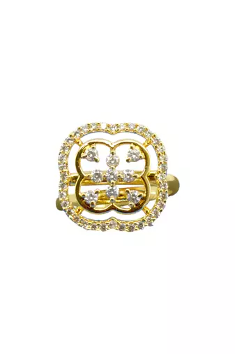 lavish round shape brass gold plated adjustable finger ring for women and girls