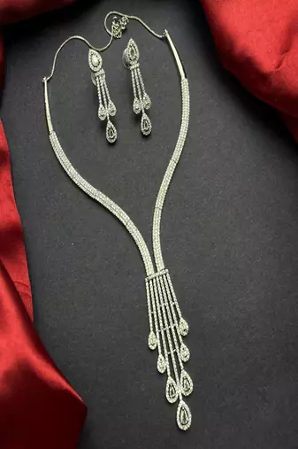 silver crystal chandelier necklace: bridal wedding statement jewellery