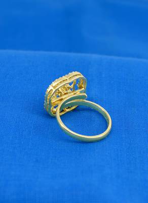lavish round shape brass gold plated adjustable finger ring for women and girls 3