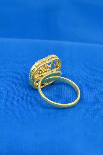 lavish round shape brass gold plated adjustable finger ring for women and girls