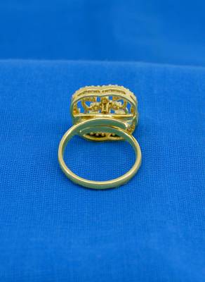 lavish round shape brass gold plated adjustable finger ring for women and girls 4