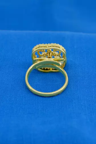 lavish round shape brass gold plated adjustable finger ring for women and girls