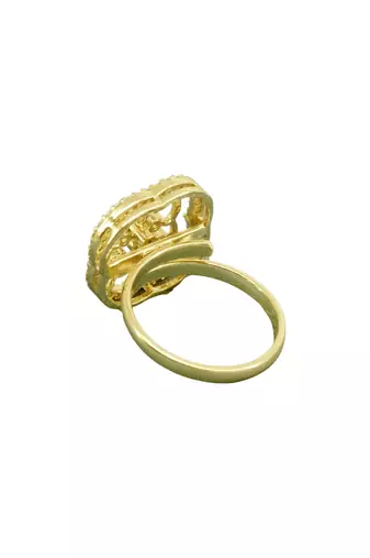 lavish round shape brass gold plated adjustable finger ring for women and girls