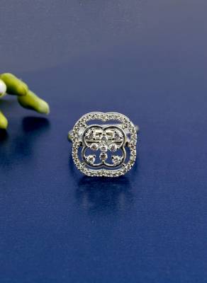 lovely round shape brass silver plated adjustable finger ring for women and girls 1