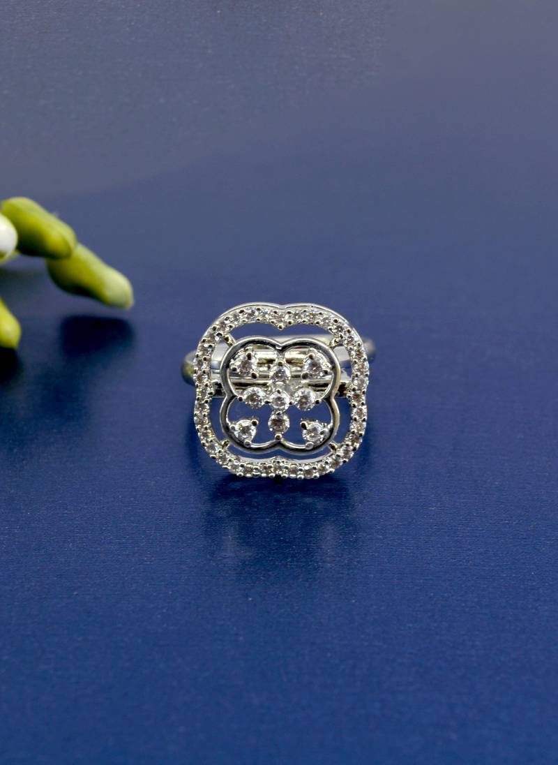 lovely round shape brass silver plated adjustable finger ring for women and girls