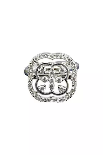 lovely round shape brass silver plated adjustable finger ring for women and girls