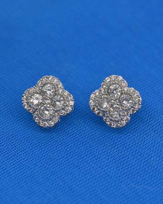 pretty round shape cz studded brass silver plated stud earring for women and girls 3