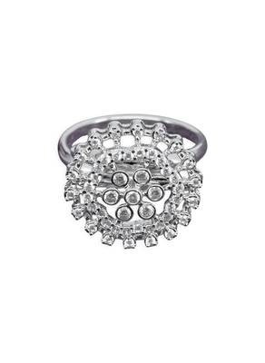 designer flower design brass kundan silver plated adjustable finger ring for women and girls 2