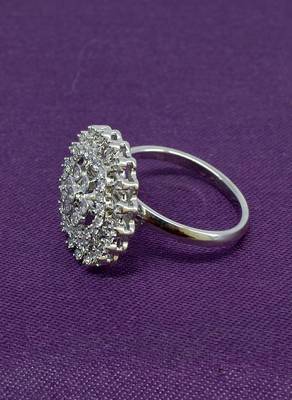 designer flower design brass kundan silver plated adjustable finger ring for women and girls 3