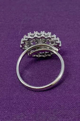 designer flower design brass kundan silver plated adjustable finger ring for women and girls