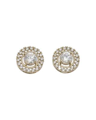 modern round shape cz studded brass antique gold plated stud earring for women and girls 2