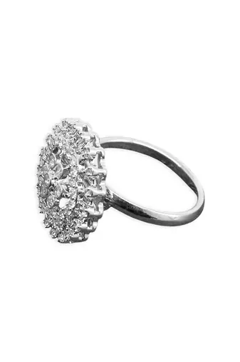designer flower design brass kundan silver plated adjustable finger ring for women and girls