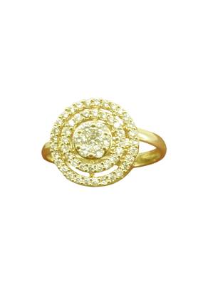 elegant round shape brass kundan gold plated adjustable finger ring for women and girls 2