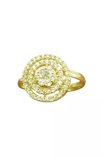 elegant round shape brass kundan gold plated adjustable finger ring for women and girls