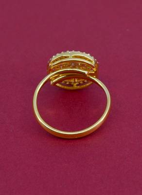 elegant round shape brass kundan gold plated adjustable finger ring for women and girls 3