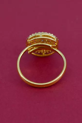 elegant round shape brass kundan gold plated adjustable finger ring for women and girls