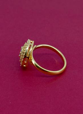 elegant round shape brass kundan gold plated adjustable finger ring for women and girls 4