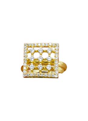 ethnic square shape brass kundan gold plated adjustable finger ring for women and girls 2