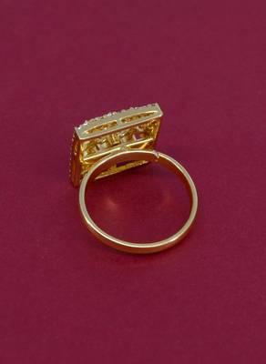 ethnic square shape brass kundan gold plated adjustable finger ring for women and girls 3