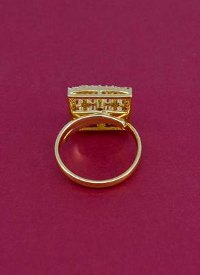 ethnic square shape brass kundan gold plated adjustable finger ring for women and girls 4