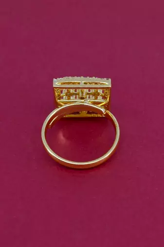 ethnic square shape brass kundan gold plated adjustable finger ring for women and girls