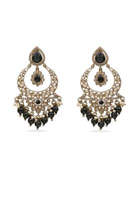 pretty oval shape chendelier brass kundan antique gold plated chandelier earring for women and girls 2