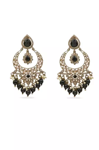 pretty oval shape chendelier brass kundan antique gold plated chandelier earring for women and girls