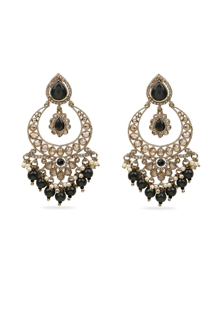 pretty oval shape chendelier brass kundan antique gold plated chandelier earring for women and girls