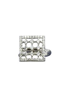 exotic square shape brass kundan gold plated adjustable finger ring for women and girls 2