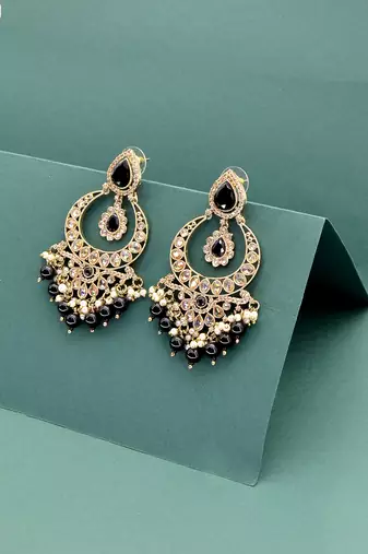 pretty oval shape chendelier brass kundan antique gold plated chandelier earring for women and girls