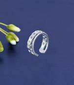 fine cuff design brass kundan silver plated adjustable finger ring for women and girls