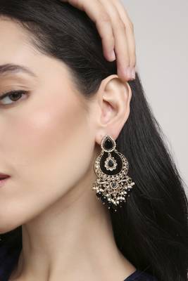pretty oval shape chendelier brass kundan antique gold plated chandelier earring for women and girls 5