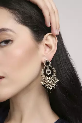 pretty oval shape chendelier brass kundan antique gold plated chandelier earring for women and girls