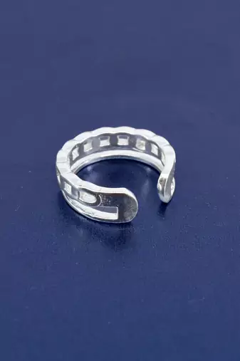 fine cuff design brass kundan silver plated adjustable finger ring for women and girls