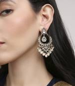 royal oval shape chendelier brass kundan antique gold plated chandelier earring for women and girls