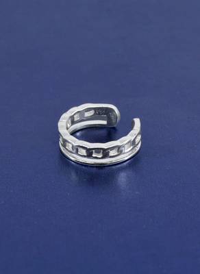 fine cuff design brass kundan silver plated adjustable finger ring for women and girls 4
